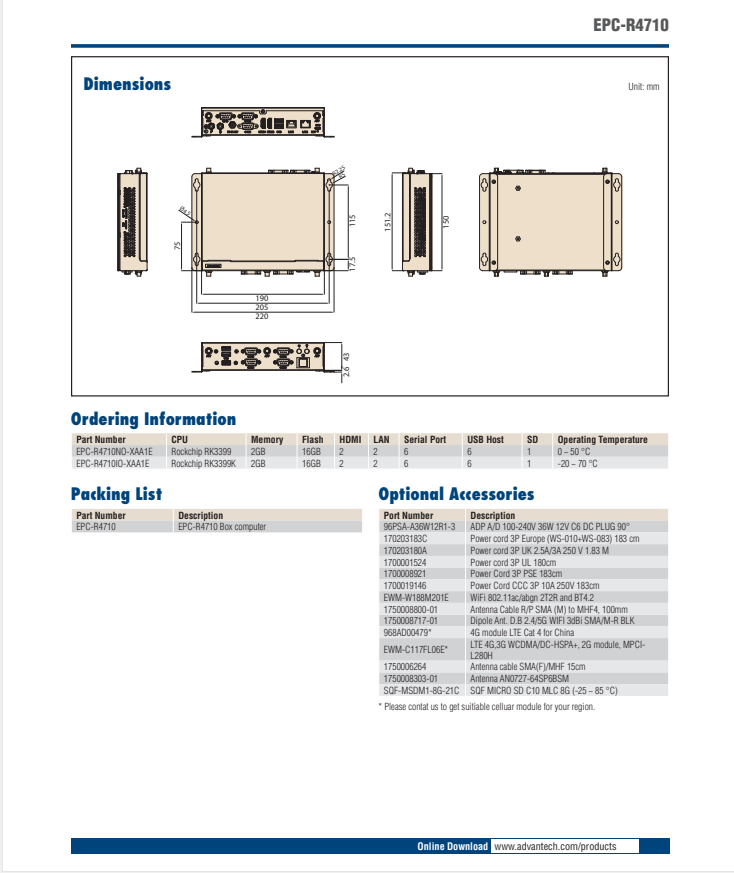 研華EPC-R4710 Rockchip RK3399 嵌入式工控機，