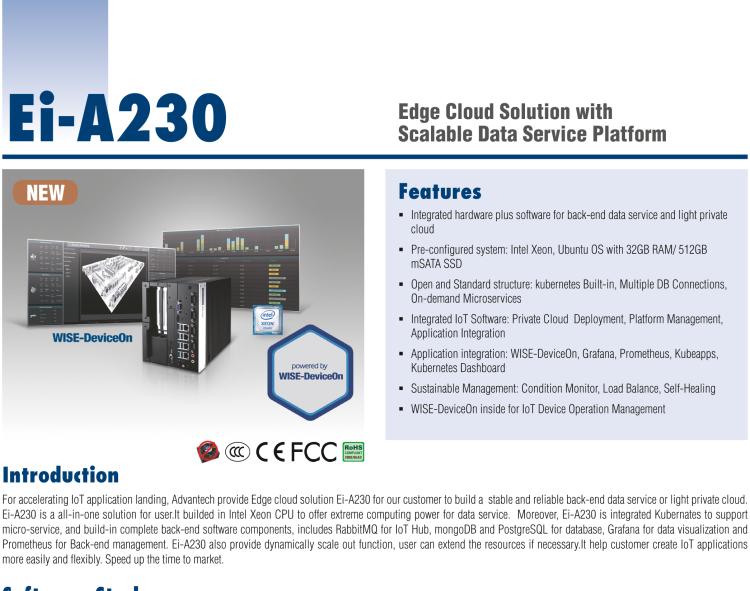 研華EI-A230 研華 EI-A230，邊緣計算系統(tǒng)服務(wù)器，搭載Intel Xeon E3-1275 V6 CPU，32GB RAM，512GB mSATA SSD，1T HDD *2，預(yù)裝Ubuntu 16.04操作系統(tǒng)。