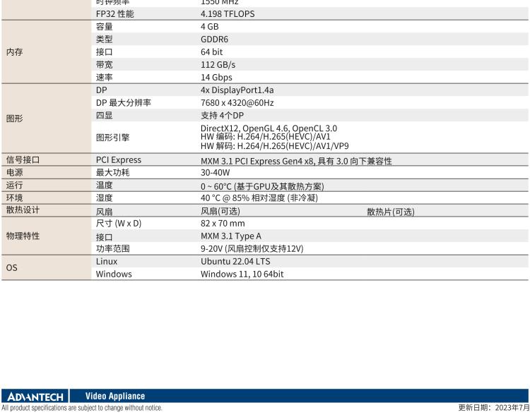 研華VEGA-X110 Intel Arc A370M MXM 3.1 Type A 嵌入式 GPU 卡，帶 DP1.4a