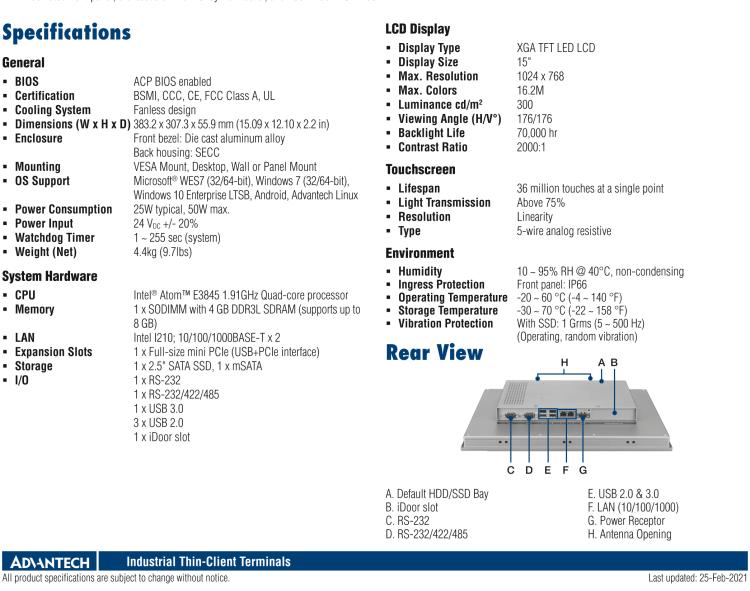 研華ESRP-CMS-TPC1551 Realize the true value of thin client and centralized management technologies with Advantech’s ThinManager compatible industrial thin clients.