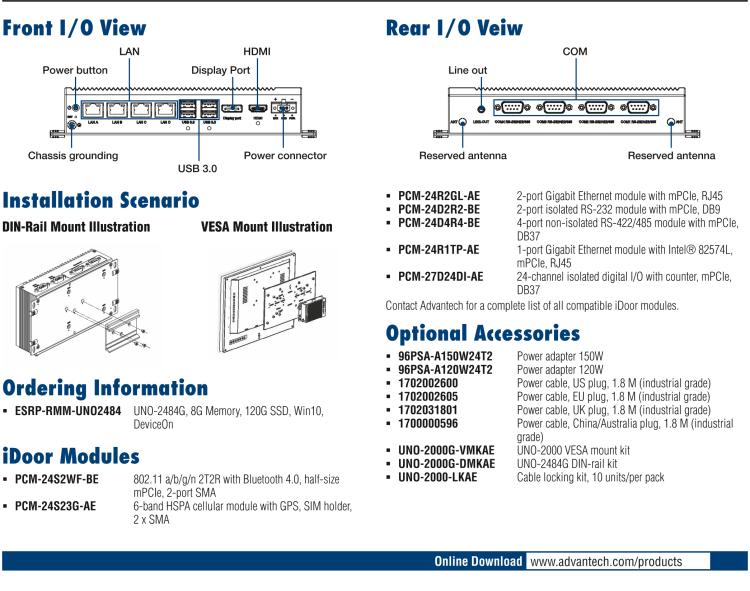 研華ESRP-RMM-UNO2484 ESRP-RMM series help to power up your IoT solution with asset management edge gateways by WISE-DeviceOn. Enable a reliable device operation.