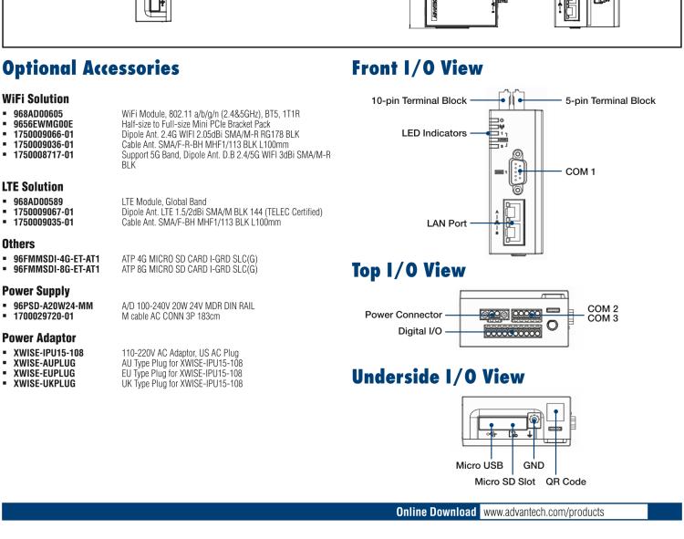 研華ESRP-PCS-WISE710 Industrial Protocol Gateway, WISE-EdgeLink, ARM Cortex?-A9 Freescale i.MX 6, 2 x LAN, 3 x COM, 4 x DI/DO