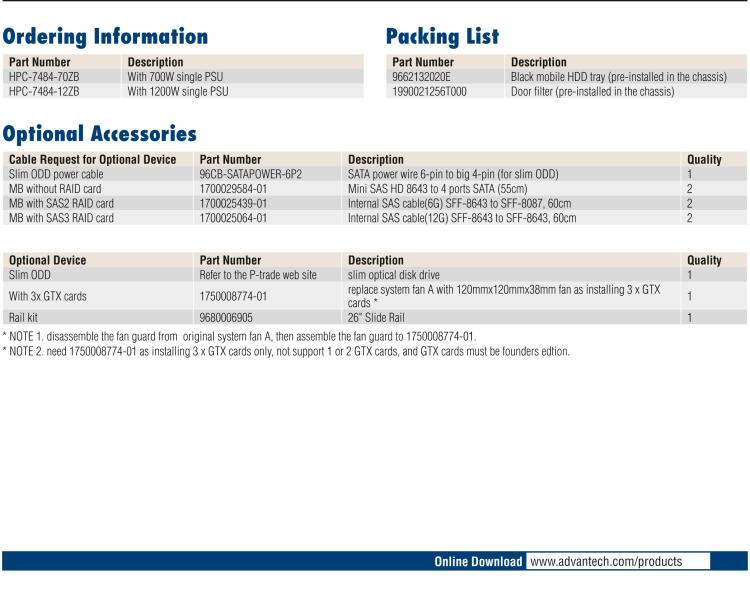 研華HPC-7484 4U Rackmount / Tower Chassis for EATX/ATX/MicroATX Motherboard with 8 Hot Swap Drive Trays