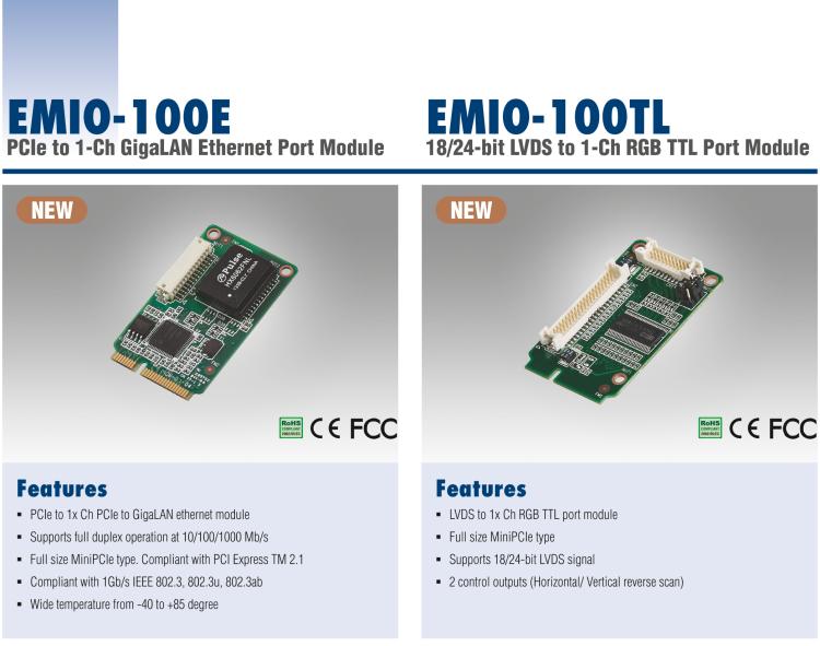 研華EMIO-100E GigaLAN 以太網(wǎng)模塊、1-Ch、PCIe I/F