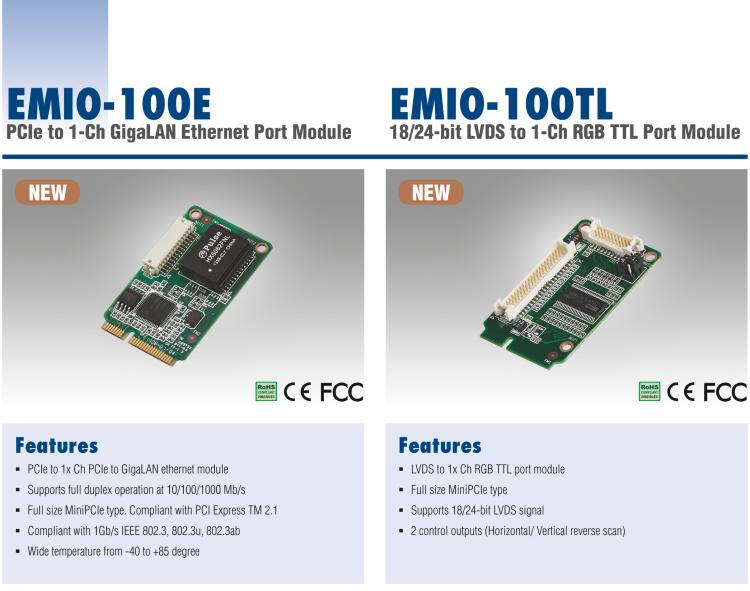 研華EMIO-100TL 1 路，18/24-bit LVDS 轉(zhuǎn) RGB TTL 模塊