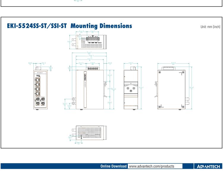 研華EKI-5524SSI 2光4電百兆ProView(組態(tài))系列工業(yè)以太網(wǎng)交換機(jī)(包含單模/多模、SC/ST接口)