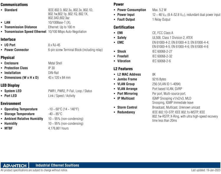 研華EKI-5528-PNMA 8端口支持 PROFINET MRP Master 協(xié)議簡(jiǎn)易網(wǎng)管型工業(yè)交換機(jī)