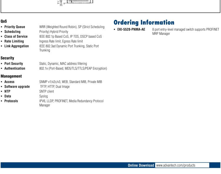 研華EKI-5528-PNMA 8端口支持 PROFINET MRP Master 協(xié)議簡易網(wǎng)管型工業(yè)交換機(jī)