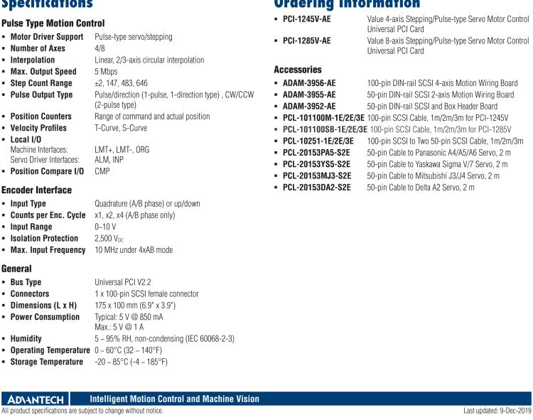 研華PCI-1245V Value DSP-Based 4-Axis Motion Control Universal PCI Card