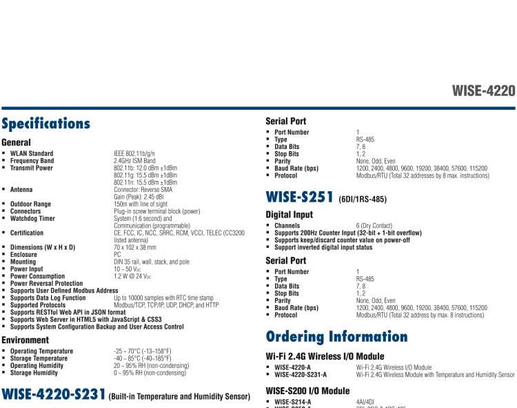 研華WISE-4220-S231 內(nèi)置溫濕度傳感器物聯(lián)網(wǎng)無(wú)線傳感器節(jié)點(diǎn)