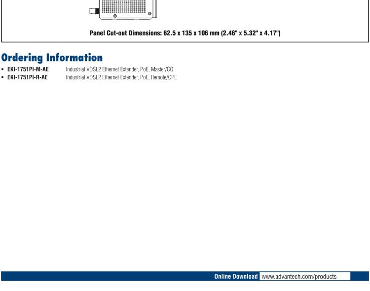 研華EKI-1751PI-M Hardened PoE Ethernet Extender, 100Mbps, VDSL2