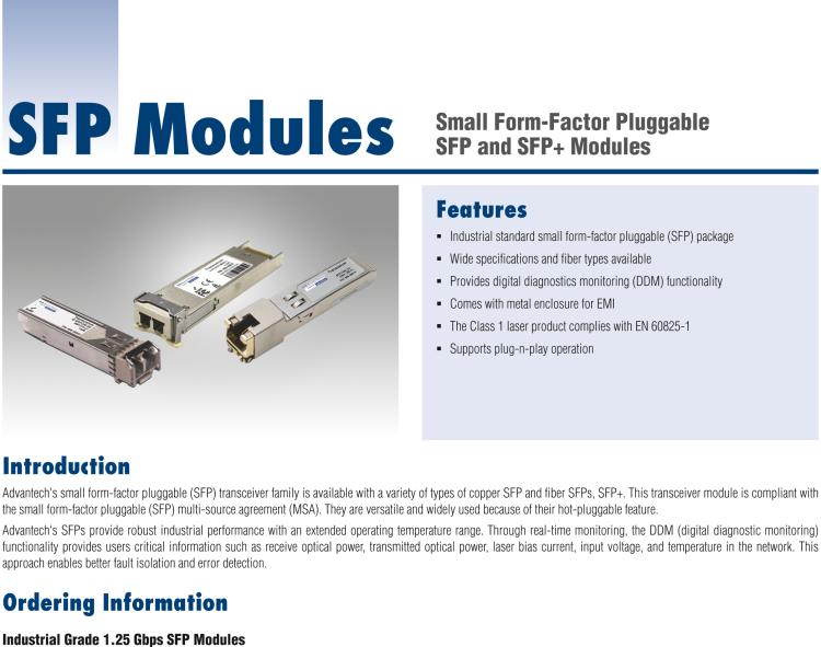 研華SFP-GMM-550 IE-SFP/1250-ED，多模850-LC 220/550m（也被稱為BB-808-38201）