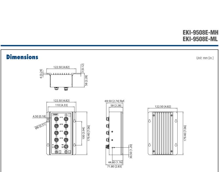 研華EKI-9508E-MH 8個百兆M12端口非網(wǎng)管EN50155交換機， 支持72/96/110 VDC供電