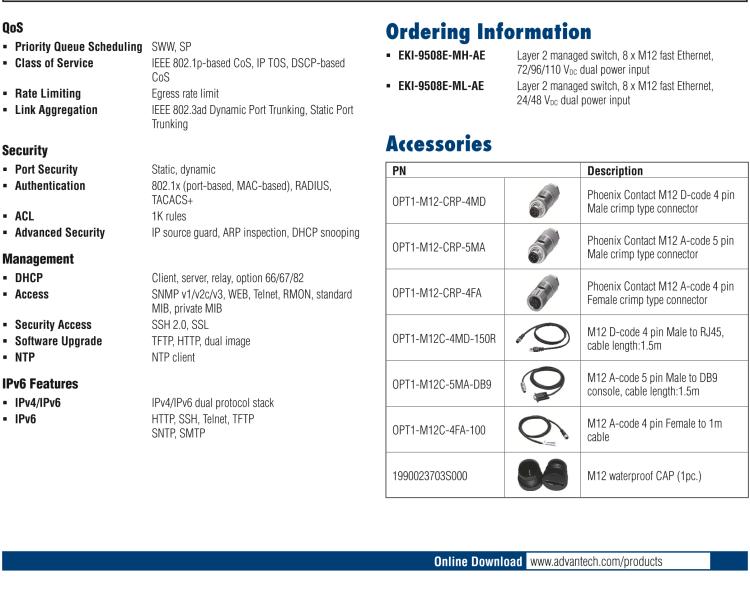 研華EKI-9508E-ML 8個百兆M12端口非網(wǎng)管EN50155交換機(jī)， 支持24/48 VDC電