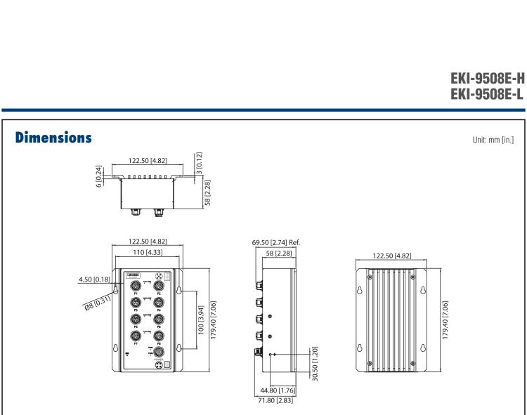 研華EKI-9508E-L EN50155 Unmanaged Ethernet Switch with 8FE, 24-48 VDC