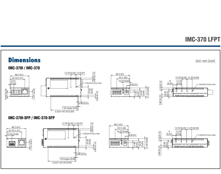 研華IMC-370I-SE-PS-B Mini Hardened Media Converter, 1000Mbps, Single mode 1310nm, LFPT, 40km, SC, AC adapter