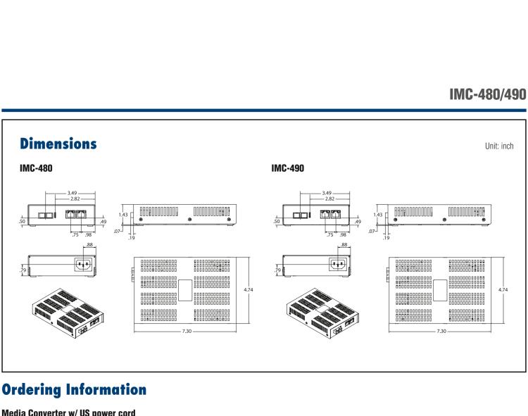 研華IMC-490-MM Standalone PoE+ Media Converter, 1000Mbps, Multimode 850nm, 550m, SC