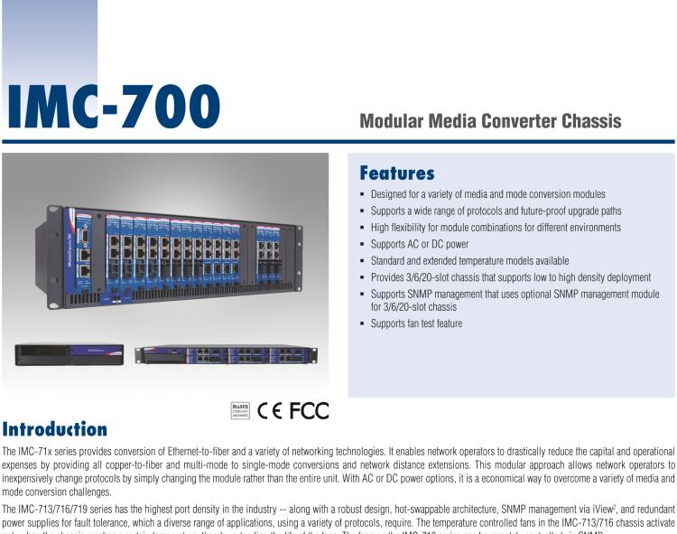 研華IMC-713-AC-US Managed Modular 3-slot Media Converter Chassis, AC Power (also known as MediaChassis 850-10949-AC)