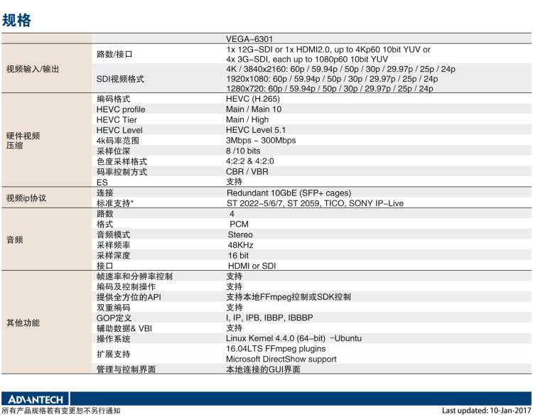 研華VEGA-6301 緊湊型4K HEVC 編碼推流設(shè)備