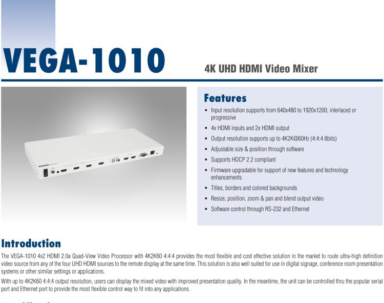 研華VEGA-1010 4K UHD HDMI Video Mixer