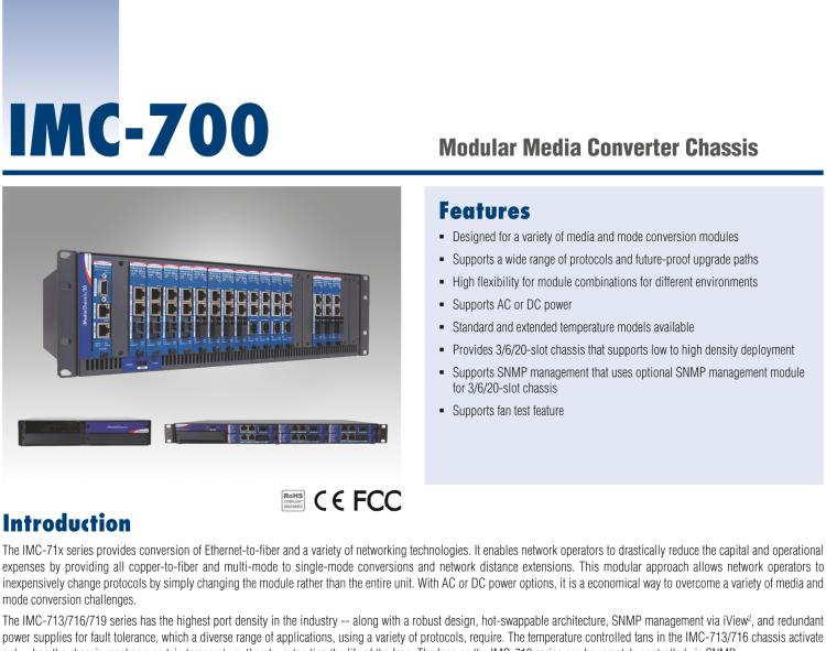 研華IMC-716-AC-US-A Managed Modular 6-slot Media Converter Chassis, AC Power (also known as MediaChassis 850-10953-AC)