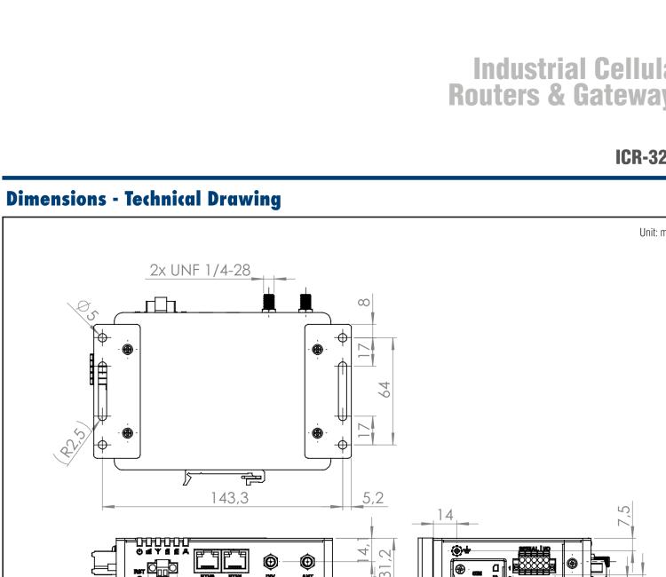 研華ICR-3241-1ND ICR-3200, NAM, FirstNet, 2x Ethernet, 1x RS232, 1x RS485, Metal, Without Accessories