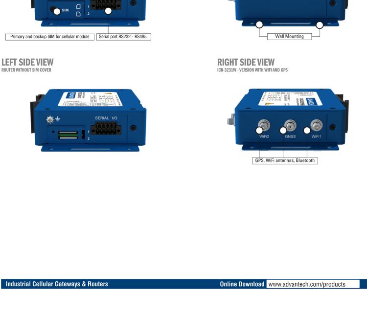 研華ICR-3231W ICR-3200, EMEA, 2x Ethernet, 1x RS232, 1x RS485, Wi-Fi, Metal, Without Accessories