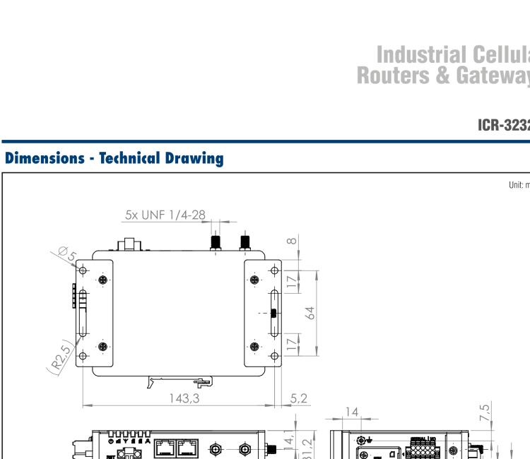 研華ICR-3232 ICR-3200, AUS/NZ, 2x Ethernet, 1x RS232, 1x RS485, Metal, Without Accessories