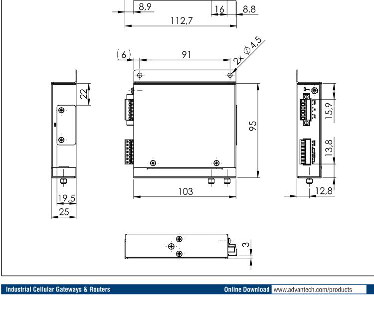 研華ICR-2441 ICR-2400, NAM, 2x Ethernet , 1x RS232, 1x RS485, Metal, Without Accessories