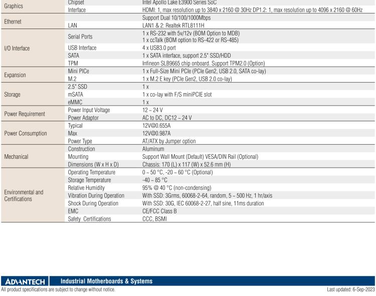 研華EPC-U2117 Intel Atom第六代Apollo Lake無風扇嵌入式工控機，板載eMMC，CANBUS