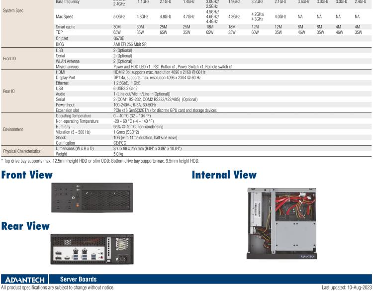 研華EPC-B2278 適配Intel 第12代 Core i 系列處理器，搭載Q670E芯片組。2U高度，精簡(jiǎn)尺寸，性能強(qiáng)勁，是小尺寸高性能場(chǎng)景的理想解決方案。