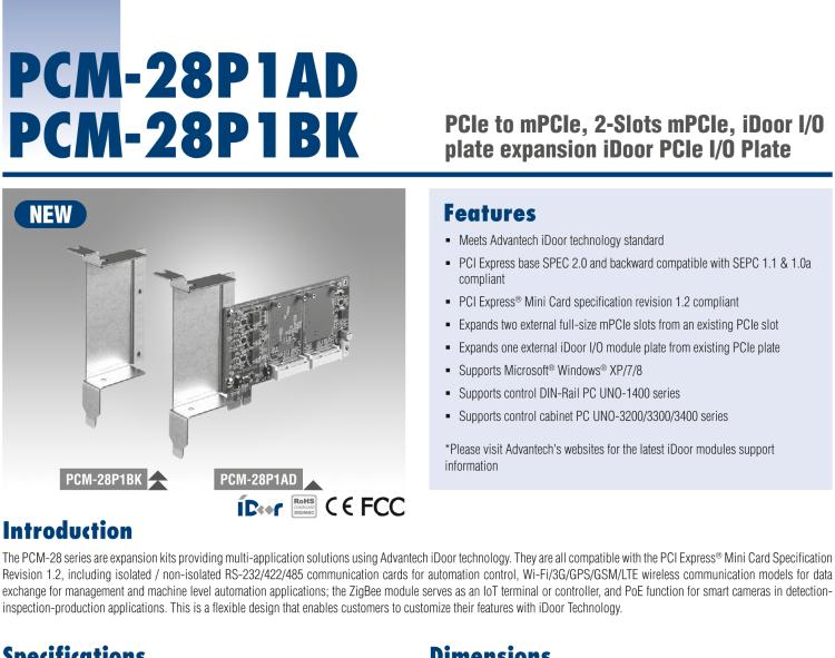 研華PCM-28P1BK PCIe 擴展板