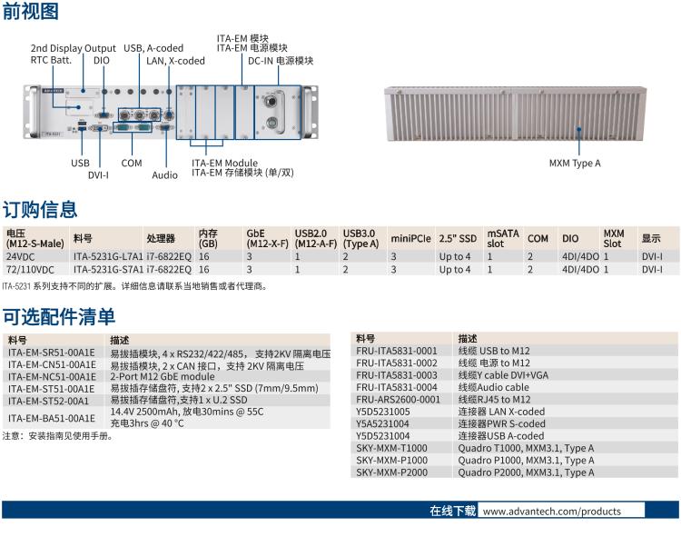 研華ITA-5231G Intel? 第6 代Core? i 處理器無風(fēng)扇系統(tǒng)，EN 50155 鐵路應(yīng)用