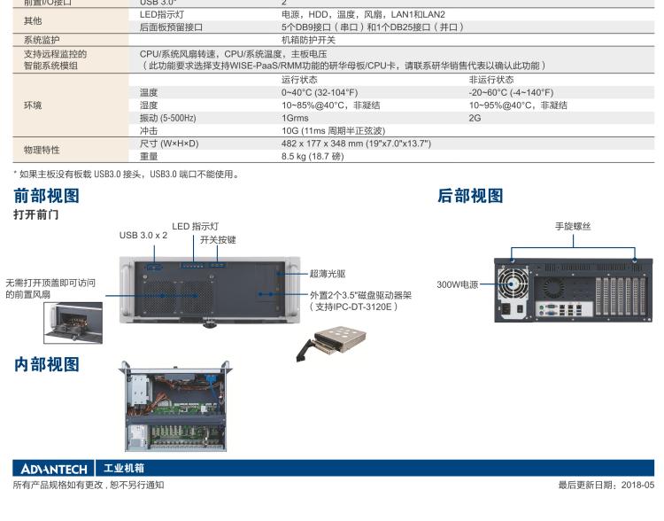 研華IPC-941 348mm深度緊湊型4U機(jī)架式機(jī)箱，支持ATX主板