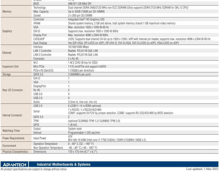 研華AIMB-205 適配Intel? 第6/7代 Core? i 處理器，搭載H110芯片組。高性價(jià)比，擁有豐富的擴(kuò)展接口，穩(wěn)定可靠。