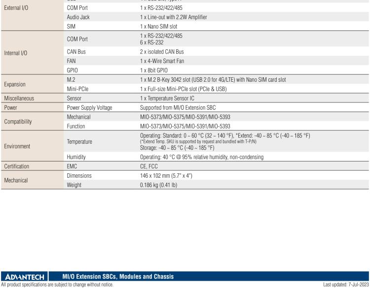 研華MIOe-260 M.2 B-key，高速 miniPCIe，雙Intel LAN，4個(gè)USB2.0、8個(gè)COM