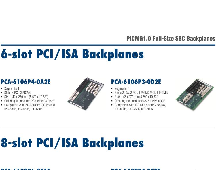 研華PCA-6106P4-0A2E 6 slot PICMG BP,4PCI,2PICMG RoHS K