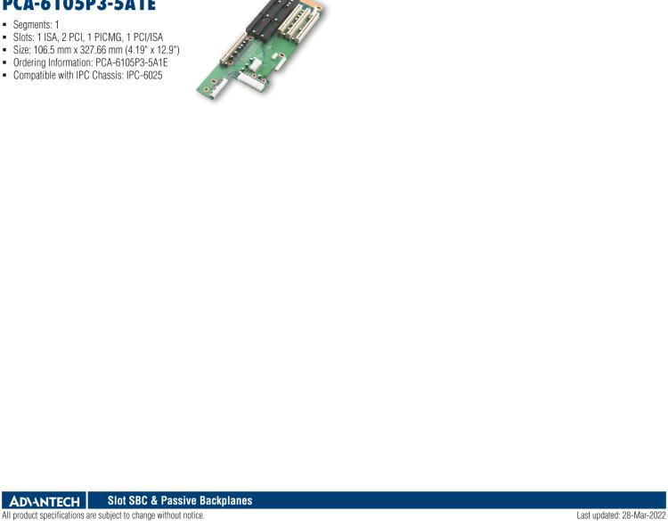 研華PCA-6105P4V-0B3E 5槽，2U高，4 PCI/1 PICMG