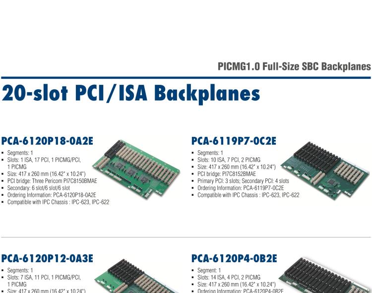 研華PCA-6120P4-0B2E 20 槽 PICMG BP, 14ISA, 4PCI, 2PICMG