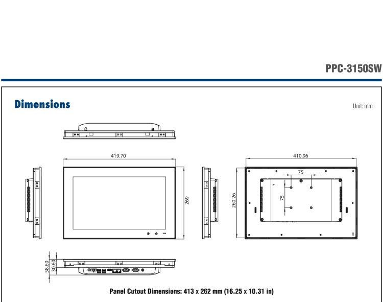 研華PPC-3150SW 15.6" 寬屏無(wú)風(fēng)扇工業(yè)平板電腦，搭載 Intel? Pentium? N4200 四核心處理器