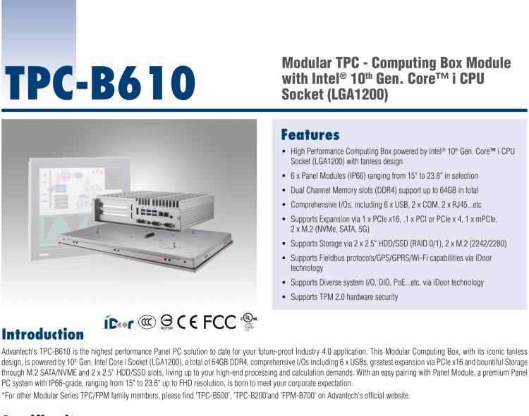 研華TPC-B610 TPC-B610是研華高性能平板電腦解決方案，適用于您未來(lái)的工業(yè)4.0升級(jí)