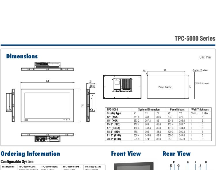 研華TPC-5172T 模組化17寸SXGA 液晶顯示器多點觸控工業(yè)平板電腦， 搭配英特爾?第六代酷睿?i3-6100U處理器