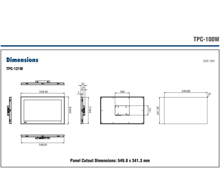 研華TPC-121W 21.5" Touch Panel Computer with ARM Cortex?-A53 Processor