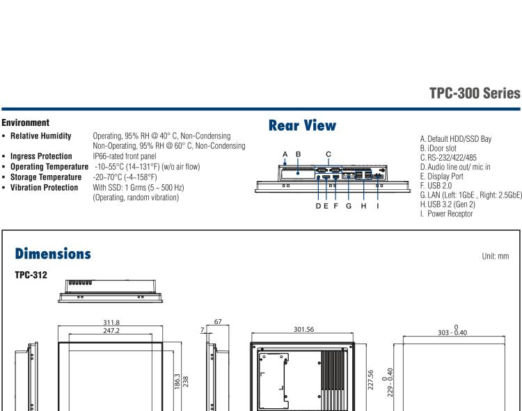 研華TPC-315 15英寸XGA TFT LED LCD觸摸屏電腦，搭載第八代Intel?Core? i3/ i5/ i7處理器，內(nèi)置8G DDR4 RAM