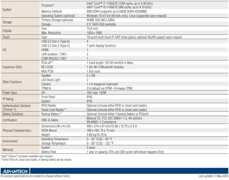 研華POC-615 適合各種醫(yī)療應(yīng)用的高性能醫(yī)療一體機(jī)