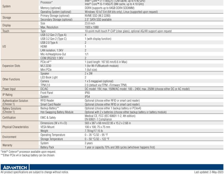 研華POC-624 23.8"高性能醫(yī)用一體機(jī)，可用于多種醫(yī)療應(yīng)用