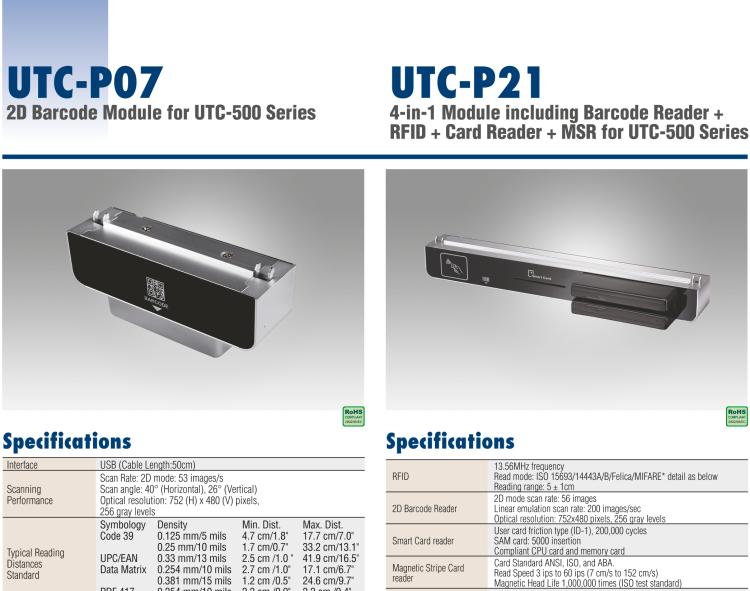 研華UTC-P02 磁條讀卡器，適用于 UTC-515/520/532 系列