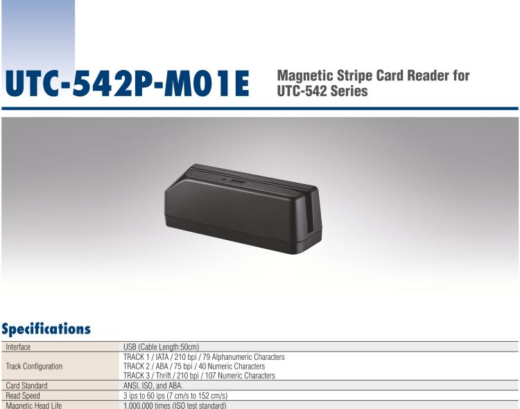 研華UTC-542P-M Magnetic Stripe Card Reader for UTC-542 Series