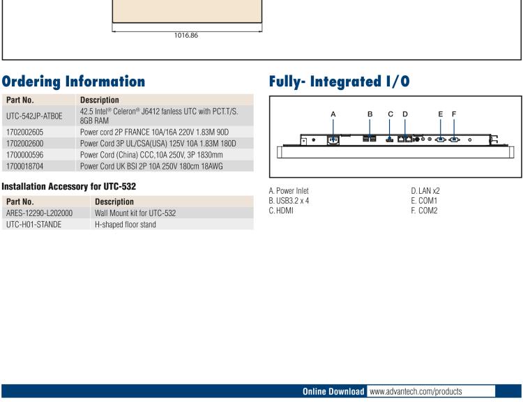 研華UTC-542J 42.5" Ubiquitous Touch Computer with Intel? Celeron? J6412 Processor