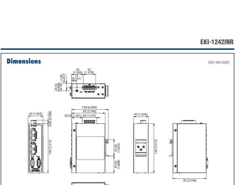 研華EKI-1242INR Node-RED Fieldbus Gateway, Wide Temperature